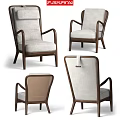 Stylish Modern Leisure Chair With Wooden Frame Upholstered Seat And Armrests