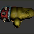 Game Movie Character Yellow Horned Warrior With Red Shield And Arrows