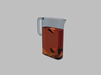 Ceramic Water Pitcher with Brown Liquid and Orange Slices for Home Use 3d model
