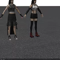 Women 3D Models in Black and White Sleeveless Tops Black Skirts Red Shoes