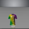 Vibrant Colorful Sports Jersey with Green Purple Yellow Stripes Chest Logo and Sleeve Design