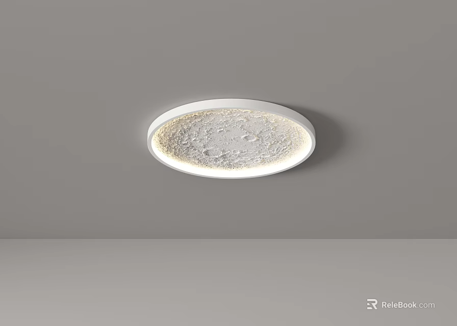 Modern Round Ceiling Light With Illuminated Edge And Moon Texture 3d model 