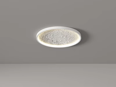 Modern Round Ceiling Light With Illuminated Edge And Moon Texture 3d model