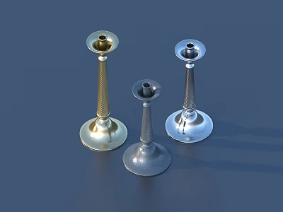 Modern Metal Decorative Ornament Set With Spiral Design Gold Silver Candle Holders 3d model