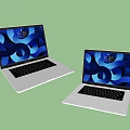 Modern Silver Laptops With Blue Abstract Screen Background And 1035 Time