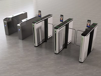 Modern Public Facility Turnstiles With Facial Recognition For Access Control In Public Areas 3d model