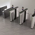 Modern Public Facility Turnstiles With Facial Recognition For Access Control In Public Areas