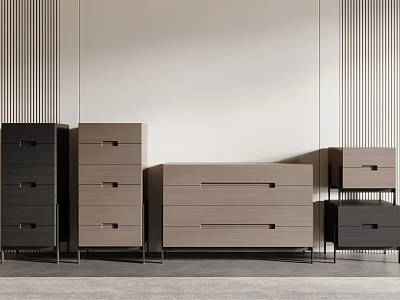 Modern Console Tables And Side Cabinets With Sleek Wooden Drawers And Metal Legs 3d model