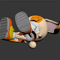 Cute Cartoon Bunny Orange White Large Ears Closed Eyes Smiling With Orange Pants Gray Shoes