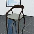 Accent Chair with Dark Wooden Frame and Light Gray Cushioned Seat in Modern Interior
