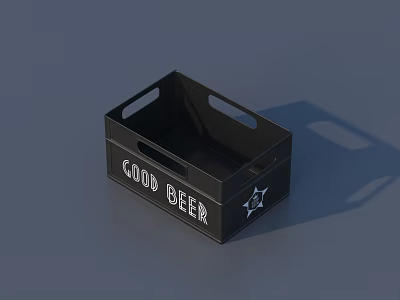 Black Beer Crate with Handles Good Beer Text and Star Logo for Public Facility Areas 3d model