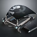 Black Mechanical Device Featuring Skull And Crossbones Design With Metal Frame 3d model