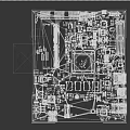 Green Circuit Board With Main Chip Capacitors Heat Sink And Connectors