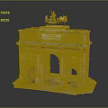 Classical Triumphal Arch Structure With Arched Doorways Stone Columns And Top Statues