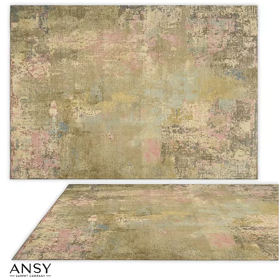 Square Rug with Soft Pastel Pink Blue Yellow Tones Vintage Abstract Pattern Design 3d model