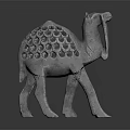 Intricate Metal Camel Sculpture With Hollow Circular Patterns And Detailed Carving