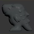 Cute Gray Cartoon Creature Model With Smiling Face And Spiked Back Design