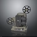 Vintage Film Projector With Dual Reels Metal Body And Control Knobs