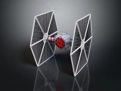 Detailed Futuristic Cosmic Starfighter Model With Angular Wings And Red Fuselage 3d model