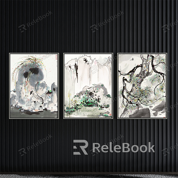 New Chinese Landscape Painting Black and White Living Room Water Landscape Decoration Painting model