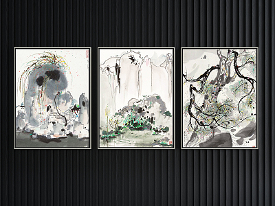 New Chinese Landscape Painting Black and White Living Room Water Landscape Decoration Painting model