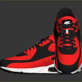 Fashionable Red And Black Sneakers With White Sole Laces And Reflective Effect For Daily Use