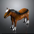 Orange Horse Statue with White Mane and White Hooves Standing on Black Background