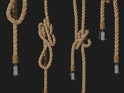 Quiet wind small chandelier hemp rope chandelier 3d model