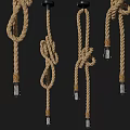 Natural Rope Chandeliers With Intricate Knot Design And Glass Bulbs Hanging