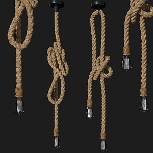 Quiet wind small chandelier hemp rope chandelier 3d model