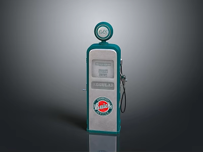 Vintage Green And Silver Gas Pump With Classic Retro Design And Brand Logo 3d model