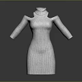 Women's Knitted Turtleneck Off The Shoulder Fitted Slim Dress Style