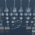 Laboratory Research Setup With Glass Beakers Test Tubes Racks And Tools
