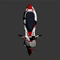 Red and White Modern Scooter with Black Seat Shiny Alloy Wheels and Glossy Reflection