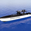 Midnight Express Sport Yacht Black And White Exterior Sailing On Blue Water