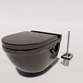 Black Modern Toilet Design With Toilet Brush And Transparent Base