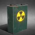 Castrol Green Oil Drum With Rusty Surface And Yellow Warning Sign 3d model