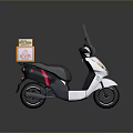 White Scooter Motorcycle With Yellow KFC Delivery Box And Front Windshield 3d model