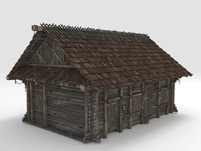 Traditional Log Cabin Exterior Design With Brown Tiled Roof And Wooden Structure 3d model