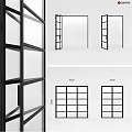 Black Frame Glass Panel Swing Door With Grid Design And Different Dimensions
