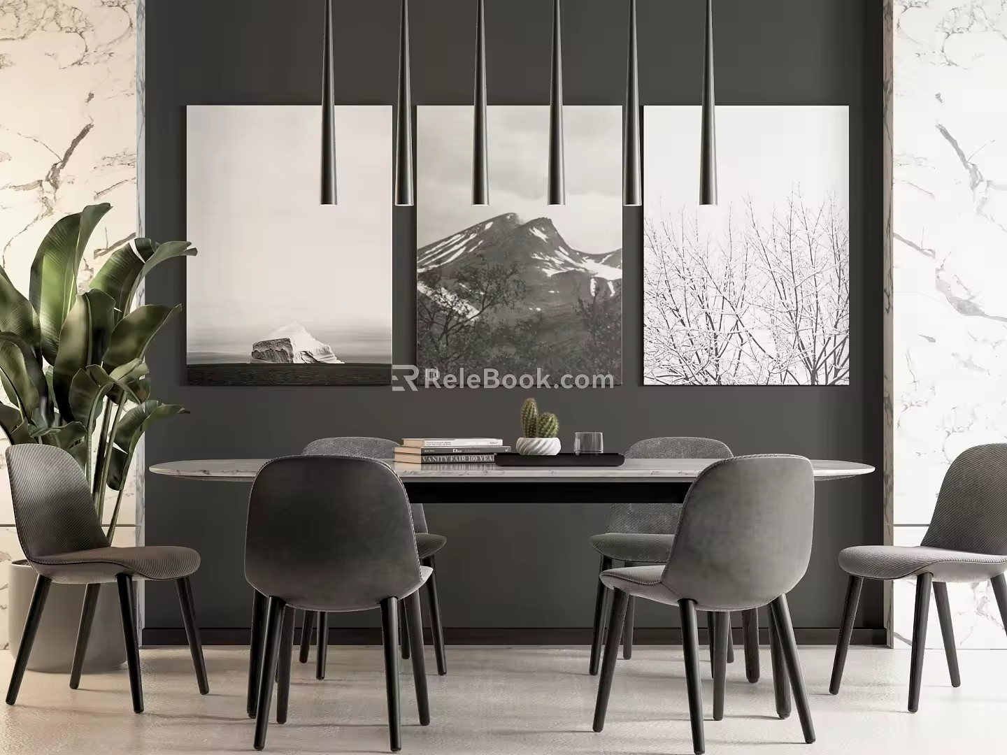 Modern Dining Table and Chair Combination 3d model