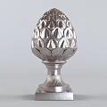 Elegant Silver Lotus Leaf Pattern Decorative Ornament Set With Pedestal Base For Home Decor 3d model