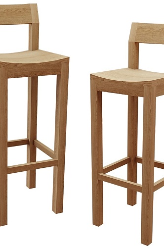 No solid wood bar chair 18 3d model