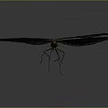 Vibrant Dragonfly With Black Wings And Green Body On Gray Background