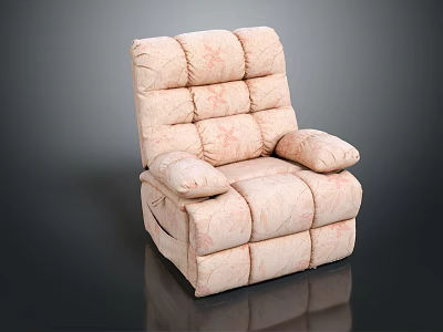 Light Pink Single Sofa With Square Stitched Design And Plush Armrests 3d model
