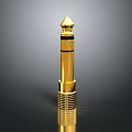 Premium Gold Computer Audio Plug With Conical Top Black Stripe And Threaded Base Design 3d model