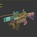 Futuristic Tactical Rifle With Red Laser Scope Brown Orange Color And Detailed Design