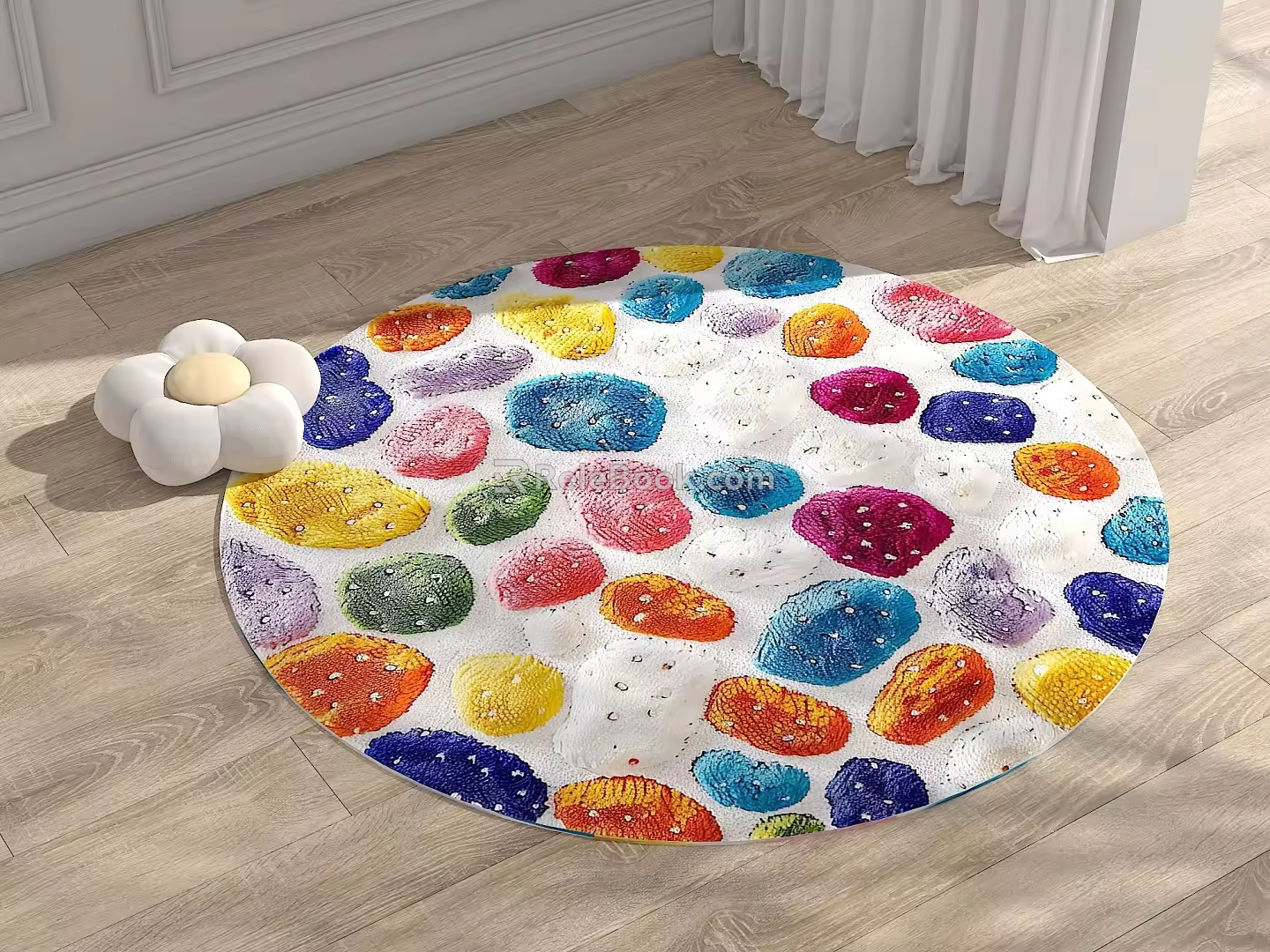 Modern Round Carpet Fabric Carpet Cream Style Carpet Home Style Carpet Round Cream Style Carpet 3d model