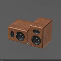 Two Wooden Cube Shaped Speakers With Black Speaker Drivers For Home Audio Design