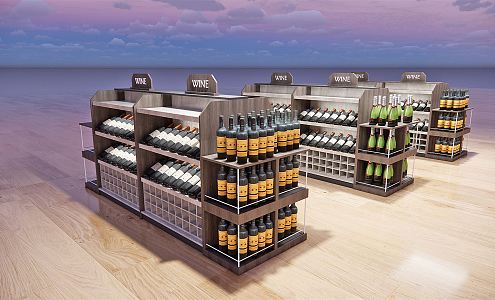 Modern Shelf Supermarket Convenience Store Nakajima Wine Cabinet Shelf 3d model